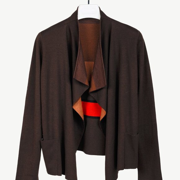 Akris PF/13 Reversible Brown Striped Cashmere & Silk Cardigan - Picture 3 of 12